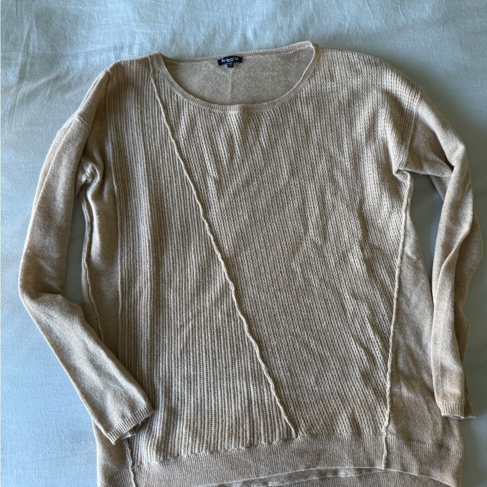 Splendid Beige Women's Crew Neck Sweater 100% Cashmere